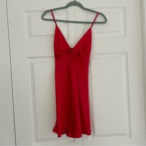 Victoria's Secret Silk Slip Dress Women's M Red Bow Babydoll Y2K 2000's Lingerie
